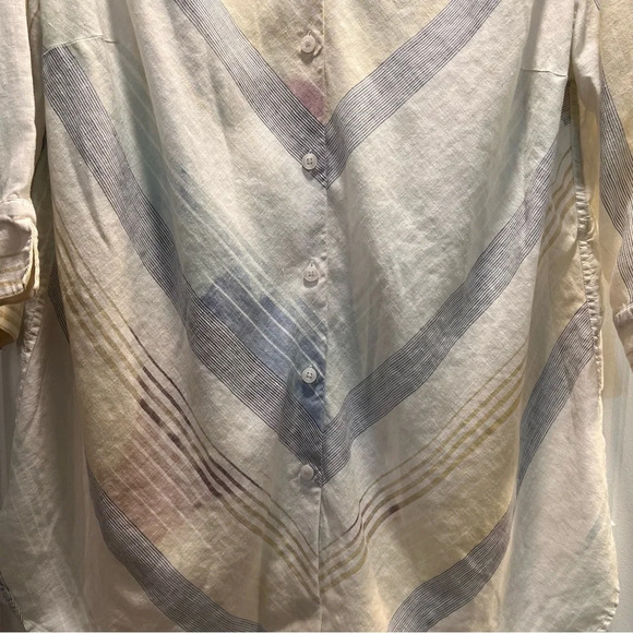Chico’s Multi-Colored Striped No Iron Long Sleeved Linen Tunic. Chico’s Size 3.5 - Picture 4 of 8